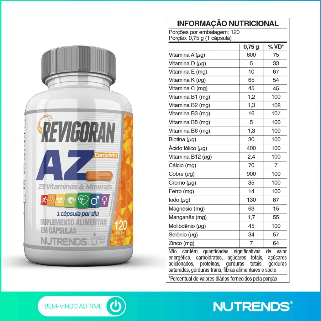 Multivitamínico Completo NutriZen — 23 Vitaminas & Minerais | 120 Cápsulas