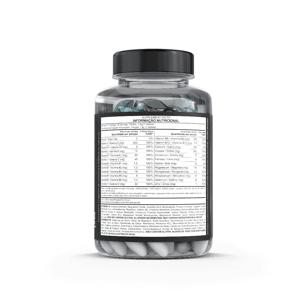 Multivitamínico Dark Lab — 23 Vitaminas & Minerais | 60 Cápsulas | Performance