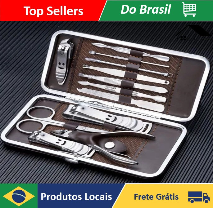 Kit Cortador de Unha Portátil para Manicure com Estojo, Pinça e Tesoura - Loja T