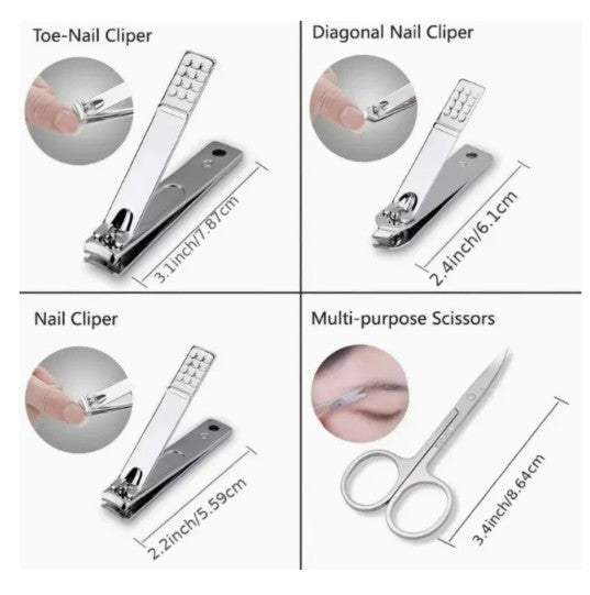Kit Cortador de Unha Portátil para Manicure com Estojo, Pinça e Tesoura - Loja T