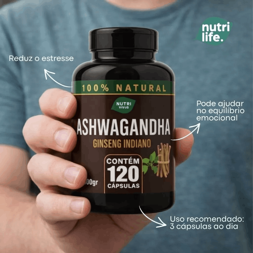 Ashwagandha NutriZen — 1500mg | 120 Cápsulas | Anti-Estresse, Foco & Equilíbrio