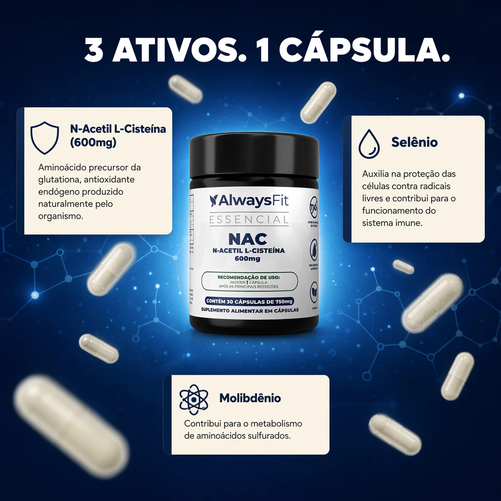 NAC N-Acetil L-Cisteína 600mg - Original 60 Caps 120 caps 180 caps