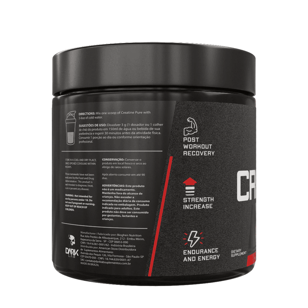 Creatina Monohidratada 100% Pura Dark Lab NutriZen — 300g | Força, Massa e Performance