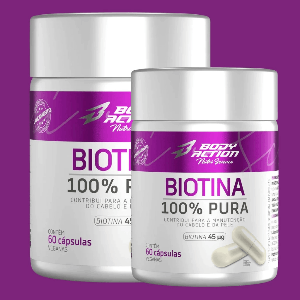 Biotina 100% Pura NutriZen — 45mcg | 60 Cápsulas Veganas | Cabelo, Pele & Unhas