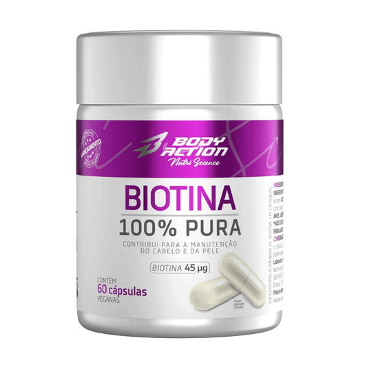 Biotina 100% Pura NutriZen — 45mcg | 60 Cápsulas Veganas | Cabelo, Pele & Unhas